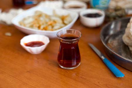 Black tea with blurry background on breakfast.の写真素材