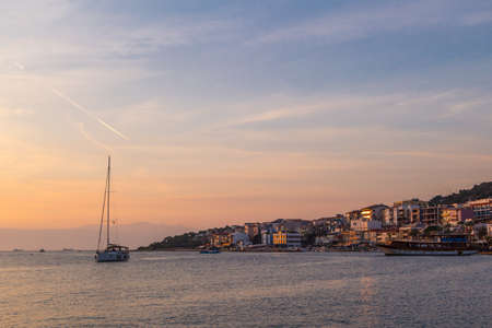 CESME, TURKEY - MARCH 05, 2017 : Yacht club in Cesme Marina in Izmir. Cesme is a popular destination in Izmir, near yacht marina.のeditorial素材