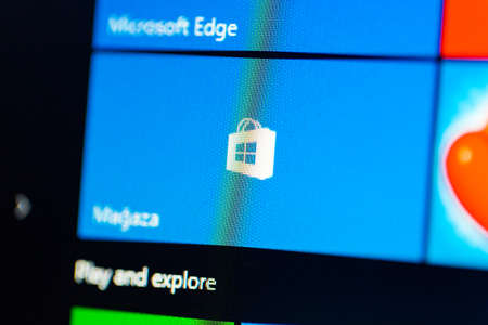 ISTANBUL, TURKEY - NOVEMBER 16, 2016 : Photo of the Windows 10 on computer screen. Windows 10 is newer version of Windows.のeditorial素材