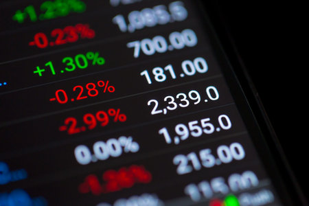 Business and trading finance contept. Stock exchange market chart view on smart phone screen.