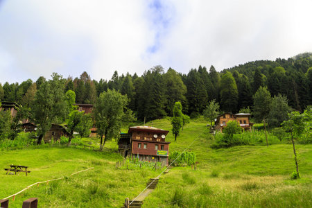 RIZE, TURKEY - AUGUST 16, 2016 : General landscape view of famous Ayder Plateau in Camlihemsin,...