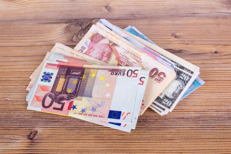 Finance concept, stack of euro banknotes and cash money.の写真素材