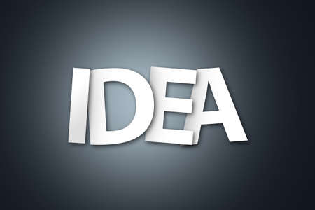 Illustrative word of idea written with white paper letter on dark background.の写真素材