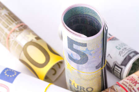 Stack of banknote with money consuming.の写真素材