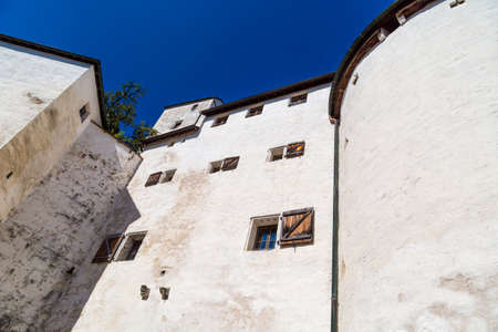 VIENNA, AUSTRIA - SEPTEMBER 13, 2016 : Yard view of historic Hohensalzburg Fortress, built in 1077, one of the biggest mediaeval fortress of Europe.のeditorial素材