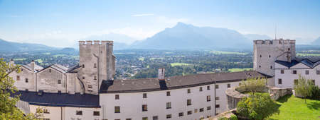 Yard view of historic Hohensalzburg Fortress, built in 1077, one of the biggest mediaeval fortress of Europe.のeditorial素材