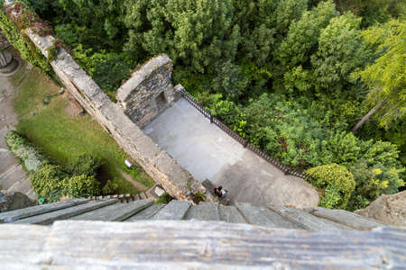 View of Upper Graz from old castle tower ruins named Gosting in Graz, Styria region of Austria.の写真素材