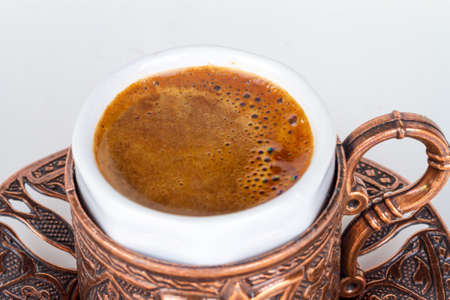 Traditional cup of Turkish coffee with foamの写真素材