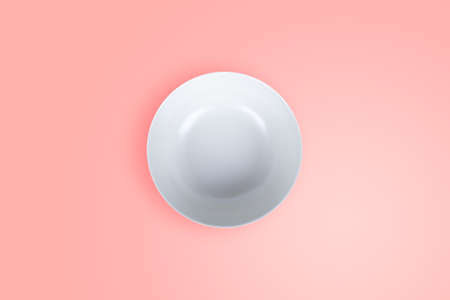 Top view of empty white plate.の写真素材