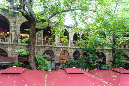 BURSA, TURKEY - JUNE 23, 2018 : View of Koza Han, historical bazaar (caravanserai) in Bursa and...