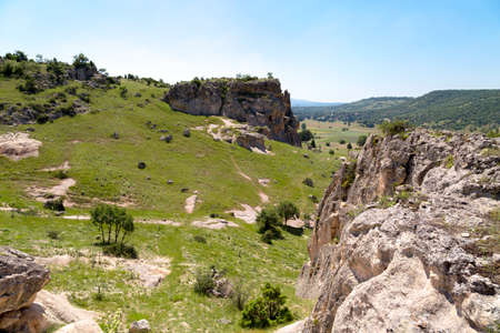 Landscape view of Phrygia valley in the middle of Kutahya, Eskisehir, Afyon in Turkey.の写真素材