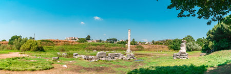 One of seven wonder of ancient world ruins. Panoramic view of temple of Artemis in Ephesus Ancient...
