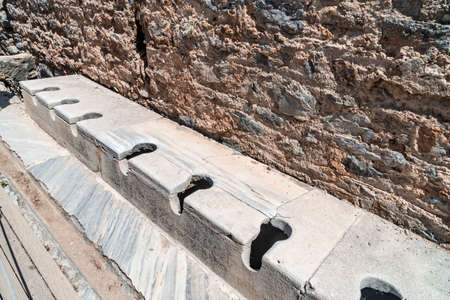 Public toilets in historical ancient city Ephesus, Izmir, Turkey.の写真素材