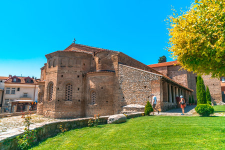 OHRID, MACEDONIA - AUGUST 7, 2019 : Church building in Ohrid in Republic of Macedonia. Ohrid is...