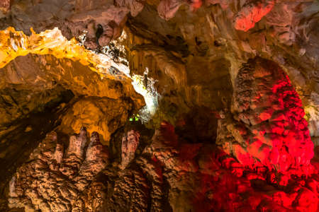 Interior view of Vrelo Cave in Matka Canyon in Skopje, North Macedonia.の写真素材