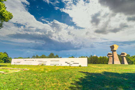 NIS, SERBIA - AUGUST 9, 2019 : Bubanj Memorial Park in Nis. It is a monument and historic landmark for Serbian Vistims of WWII.のeditorial素材