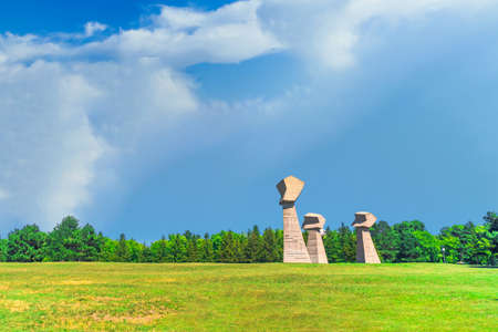 NIS, SERBIA - AUGUST 9, 2019 : Bubanj Memorial Park in Nis. It is a monument and historic landmark for Serbian Vistims of WWII.のeditorial素材