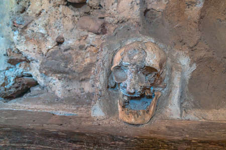 Memorial of human skulls embedded into tower walls which created in year 1809 (First National Uprising) in Nis, Serbia.のeditorial素材