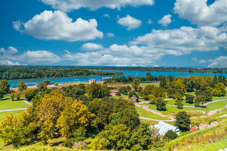 BELGRADE, SERBIA - AUGUST 10, 2019 : Historical ruins of Kalemegdan, historic place in Belgrade. It is one of the most popular touristic place.のeditorial素材