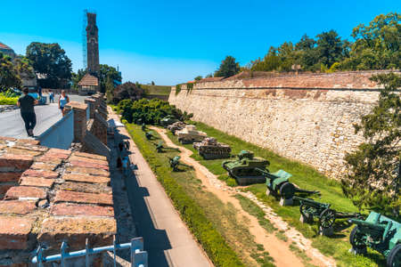 BELGRADE, SERBIA - AUGUST 10, 2019 : Belgrade Fortress Kalemegdan and museum of military vehicles in Serbia. It is one of the most popular touristic place.のeditorial素材