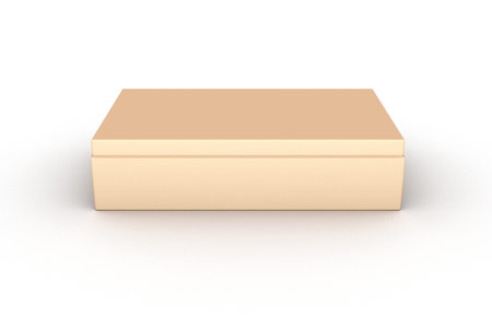 3d rendering of cardboard empty box mockup template with golden yellow color, isolated on white...