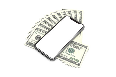 3d rendering, mock up image of new generation full screen smart phone with blank screen template on...