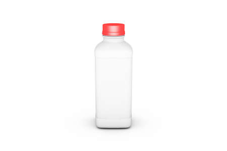 3d rendering of realistic plastic bottle with cap mockup template, isolated on white background.の写真素材