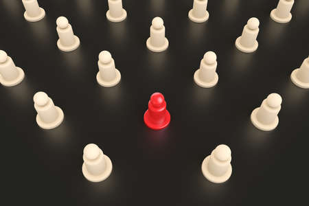 3d rendering, leadership concept, red piece standing out from crowd, isolated on white background.の写真素材