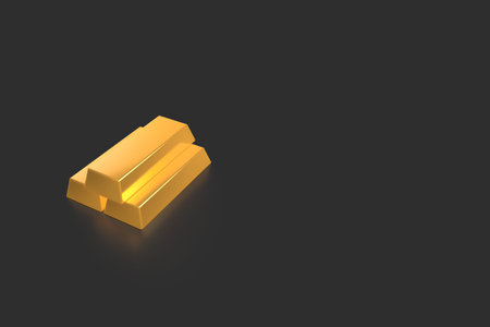 3d rendering, finance concept, stack of gold bar row, isolated on dark background.