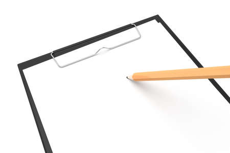3D rendering, top view of a4 size paper mock up template for you art design with drawing pencil, isolated on white background.の写真素材