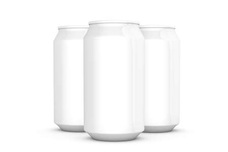 3d rendering of realistic white aliminium blank metallic 330 ml soda can mock up for your beverage packaginf template design, isolated on white background.の写真素材