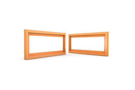 3D rendering, blank modern photo wooden frame template mock up, isolated on white background.の写真素材
