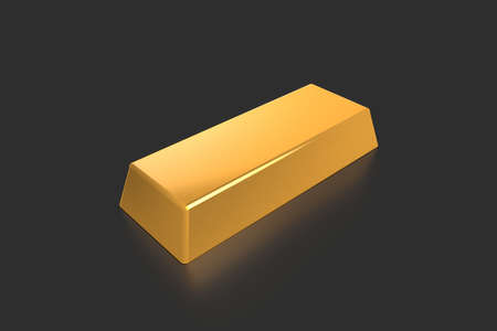 3d rendering, finance concept, stack of gold bar row, isolated on dark background.の写真素材