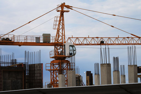 Hoist crane. New construction. Close-up.