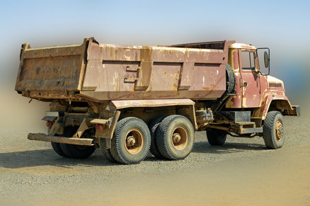 Old truck painted with paint dirt, close-up.