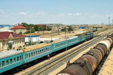 Top view of the railway station of New Uzen.の写真素材