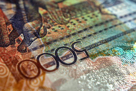 Bank notes Kazakhstan of KZT 5000 closeup 