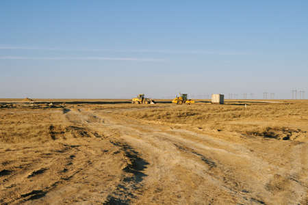 Construction of a new road in the area of Aktau-Beyneu  Kazakhstan の写真素材