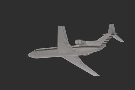 Model of a passenger plane on a gray background 