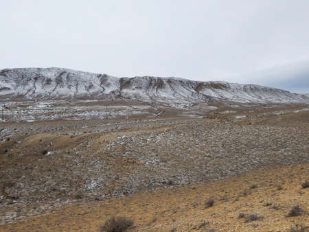 Snow-covered mountain steppe. Mangistau region. Kazakhstan.の写真素材