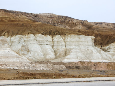Snow-covered mountain steppe. Mangistau region. Kazakhstan.の写真素材