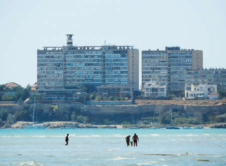 Lighthouse located on the roof of a house. Kazakhstan. Aktau.のeditorial素材
