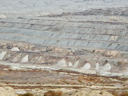 Uranium pit. Abandoned uranium quarry. Mangistau region. Kazakhstan.