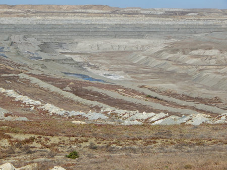 Uranium pit. Abandoned uranium quarry. Mangistau region. Kazakhstan.