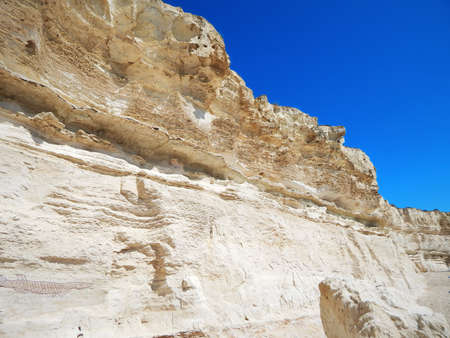 Chalk rock strata. Cape Cretaceous Aktau. City by the sea. Mangistau. Aktau. Kazakhstan.の写真素材