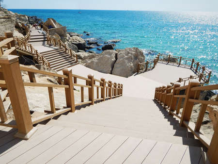 New trail along the rocks in Aktau.Coast of the Caspian Sea.Kazakhstan.の写真素材