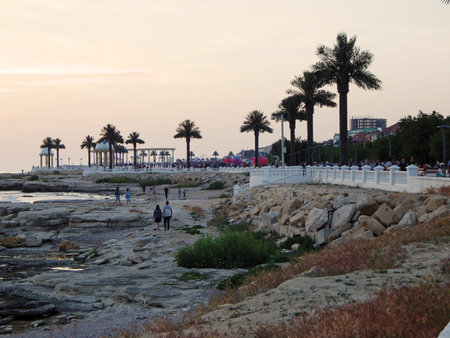 Evening promenade. Aktau city. Kazakhstan. 26 of May. 2019 year.のeditorial素材