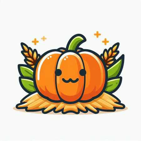 Cute pumpkin character. Vector cartoon illustration isolated on white background.のイラスト素材