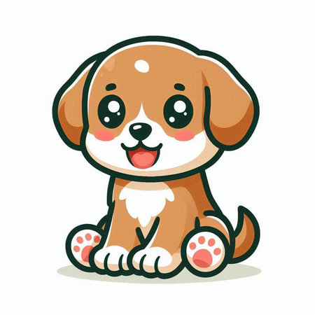 Cute cartoon dog sitting isolated on white background. Vector illustration.のイラスト素材
