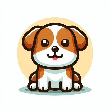 Cute cartoon dog isolated on white background. Vector illustration in flat style.のイラスト素材